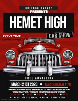 Hemet High Bulldog Car Show